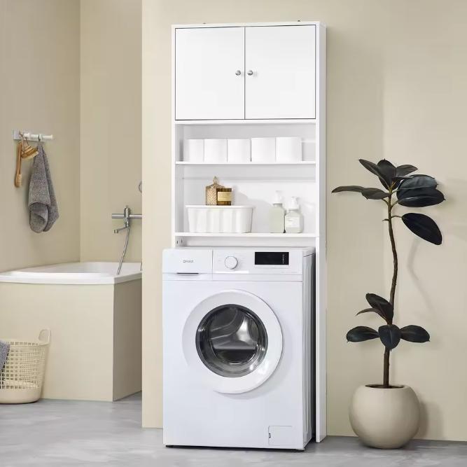 Vrijstaande wasmachinekast met planken en opbergkast, Huis en Inrichting, Badkamer | Badkamermeubels, Nieuw, Verzenden