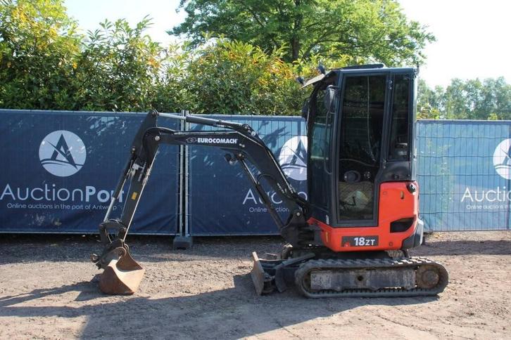 Veiling: Minigraver Eurocomach ES 18 ZT Diesel 14kW 2017, Zakelijke goederen, Machines en Bouw | Kranen en Graafmachines, Graafmachine