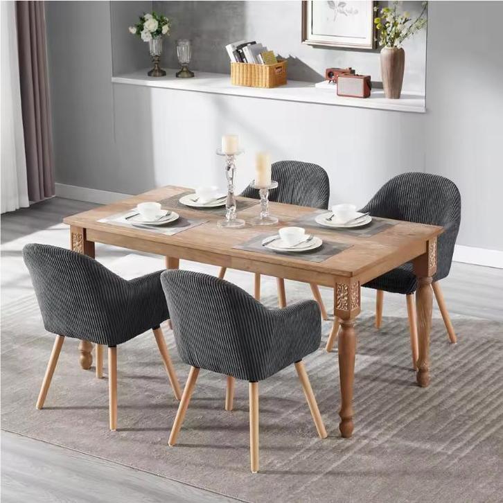 Eetkamerstoel met Armleuningen – Corduroy en Houten Poten, Huis en Inrichting, Stoelen, Nieuw, Verzenden
