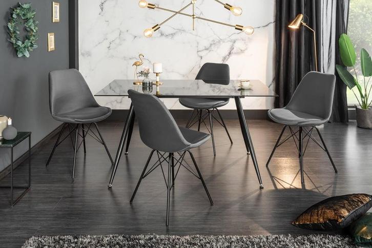 Design stoel SCANDINAVIA MEESTERSTUK grijs fluweel zwart, Huis en Inrichting, Fauteuils, Ophalen of Verzenden