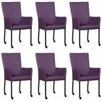 Set van 6 Paarse leren moderne eetkamerstoelen - met armleun, Huis en Inrichting, Stoelen, Nieuw, Vijf, Zes of meer stoelen, Modern