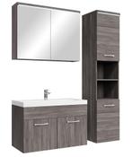 Badkamermeubel Set Paso 80 x 40 cm Grijs Eiken Badmeubel, Huis en Inrichting, Badkamer | Badkamermeubels, Verzenden, Nieuw, Wastafelkast