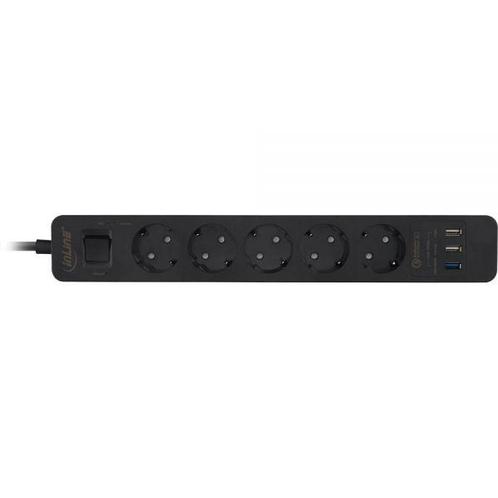 InLine stekkerdoos met 5 contacten en 3x USB -, Doe-het-zelf en Verbouw, Elektra en Kabels, Ophalen of Verzenden