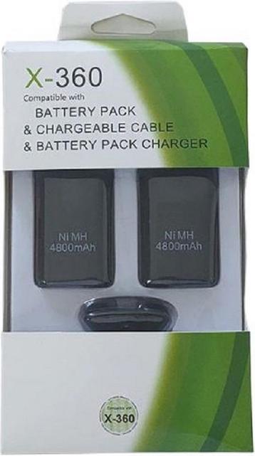 XBOX 360 batterij pack (2xbatterij +laadkabel) zwart beschikbaar voor biedingen