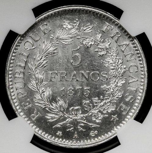 Frankrijk. 5 Francs 1873 - NGC MS63, Postzegels en Munten, Munten | Europa | Niet-Euromunten