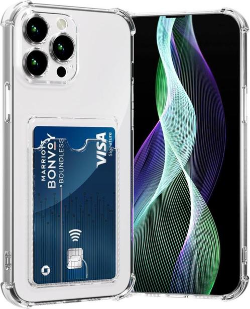 iPhone 16 Pro Max Transparant TPU Hoesje Met Card Slot - Pas, Telecommunicatie, Mobiele telefoons | Hoesjes en Frontjes | Apple iPhone