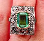 Zonder Minimumprijs - Ring - 9 kt. Roségoud, Zilver Smaragd, Nieuw