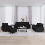 vidaXL 4-delige loungeset met kussens stof zwart, Verzenden, 150 tot 200 cm, Nieuw, Stof