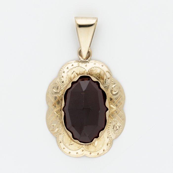 Zonder Minimumprijs - Hanger - 14 karaat Geel goud - Granaat, Sieraden, Tassen en Uiterlijk, Antieke sieraden