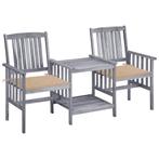 vidaXL Tuinstoelen met tafeltje en kussens massief, Tuin en Terras, Verzenden, Nieuw, Hardhout, Tuinset
