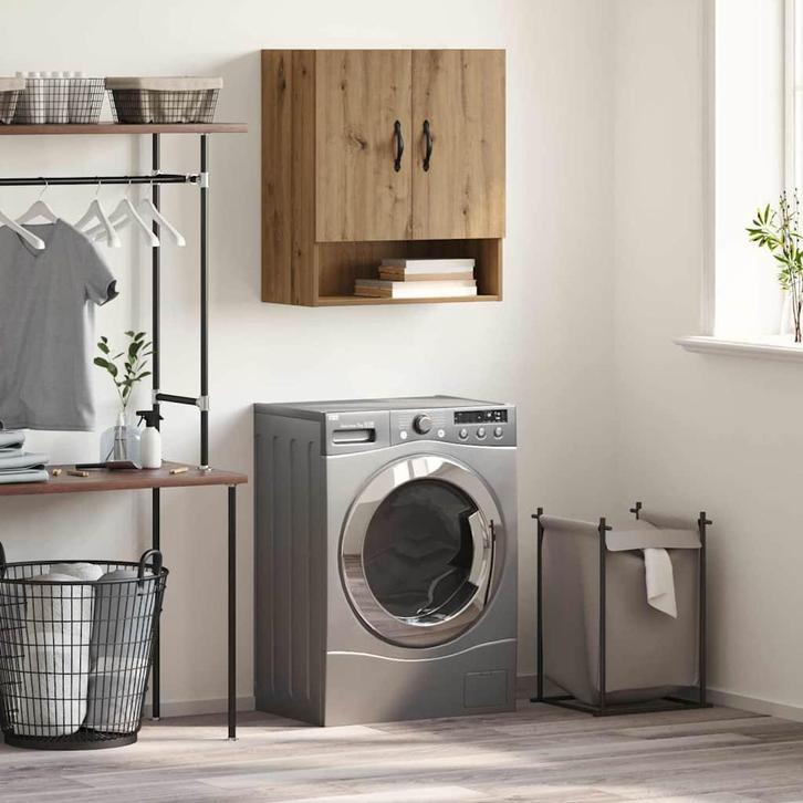 vidaXL Wandkast Artisan Eiken 60 x 31 x 70 cm Bewerkt hout, Huis en Inrichting, Kasten | Overige, Nieuw, Verzenden