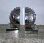 Boekensteunen - Half aardbol - Aluminium nickelé, Antiek en Kunst