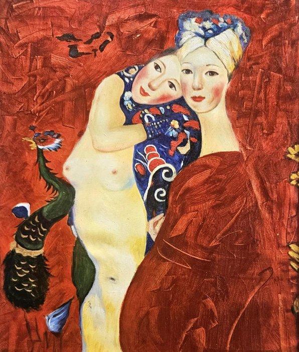 Scuola europea (XX), da Gustav Klimt - Le amiche, Antiek en Kunst, Kunst | Schilderijen | Klassiek