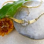 18 Krt. Bicolor gouden collier met diamanten hanger 0,26..., Sieraden, Tassen en Uiterlijk, Kettingen, Gebruikt, Overige kleuren