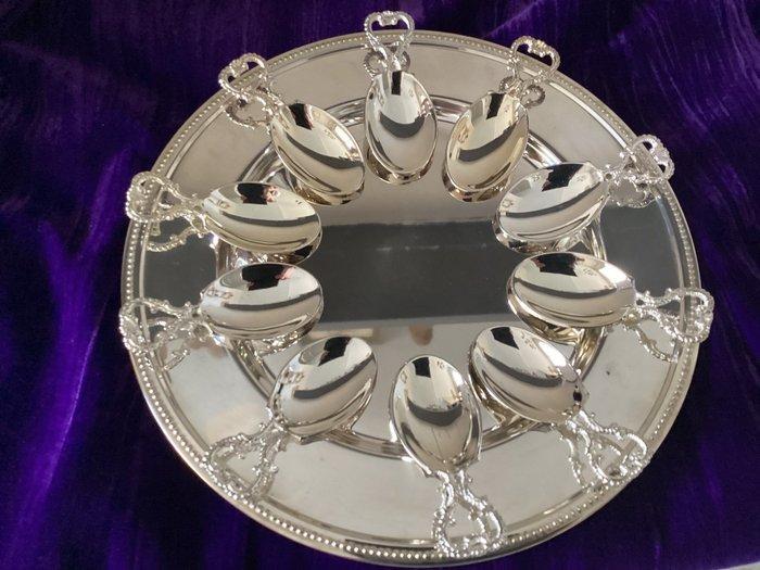 Onderbord - Verzilverd - 10 Amuselepels, Antiek en Kunst, Antiek | Meubels | Tafels