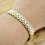 Bicolor gouden Bismarck schakel armband | 19 cm (witgoud), Ophalen of Verzenden, Gebruikt, Overige kleuren, Goud