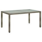 vidaXL Tuintafel 150x90x75 cm gehard glas en poly rattan, Tuin en Terras, Tuintafels, Verzenden, Nieuw