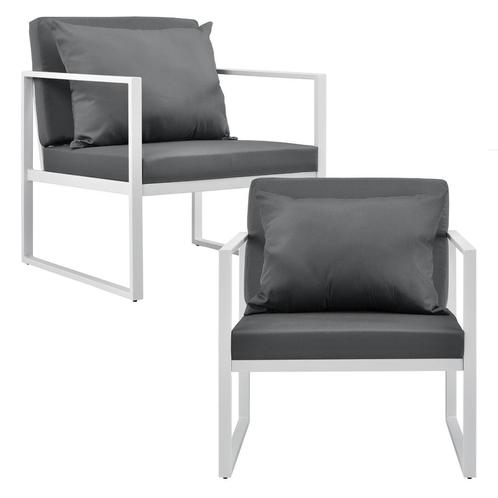 Tuinstoel tuin armleunstoel set van 2 wit 70x60x60cm, Tuin en Terras, Tuinsets en Loungesets, Nieuw, Verzenden