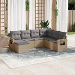 vidaXL 7-delige Loungeset met kussens poly rattan beige, Verzenden, Nieuw, Rotan, Loungeset
