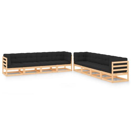 vidaXL 8-delige Loungeset met antracietkleurige kussens, Tuin en Terras, Tuinsets en Loungesets, Loungeset, Nieuw, Verzenden
