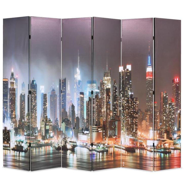 vidaXL Kamerscherm inklapbaar New York bij nacht 228x170 cm, Huis en Inrichting, Woonaccessoires | Kamerschermen, Nieuw, Verzenden