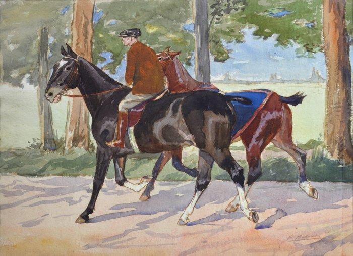 Pierre Olivier Dubaut 1886-1968. - Lad ramenant un cheval à, Antiek en Kunst, Kunst | Schilderijen | Klassiek