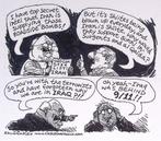 Pentekening Amerika - Iraanse bermbommen (lijst optie), Antiek en Kunst, Verzenden