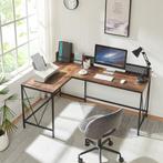 Bureau Frelvepirg L-vorm 165x110x90 cm zwart en walnootkleur, Huis en Inrichting, Bureaus, Verzenden, Nieuw