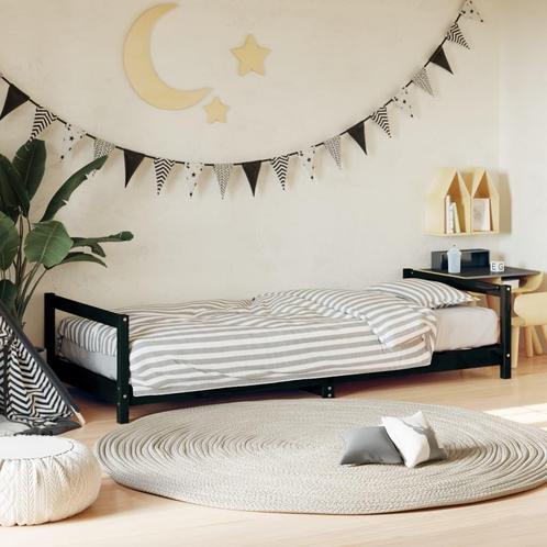 vidaXL Kinderbedframe 90x190 cm massief grenenhout zwart, Kinderen en Baby's, Kinderkamer | Bedden, Nieuw, Verzenden