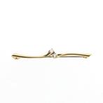 Gouden broche met diamanten | 0,08 ct. (smalle broche), Sieraden, Tassen en Uiterlijk, Broches, Gebruikt, Overige kleuren, Ophalen of Verzenden