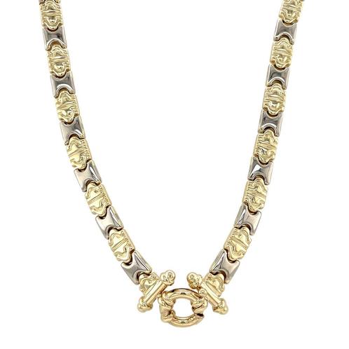 Gouden choker bicolour 44.5 cm 14 karaat, Sieraden, Tassen en Uiterlijk, Kettingen, Goud, Zo goed als nieuw, Goud, Verzenden