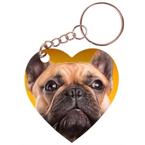 Sleutelhanger hartje 5x5cm - Franse Bulldog Bruin NIEUW, Verzamelen, Sleutelhangers, Nieuw, Ophalen of Verzenden