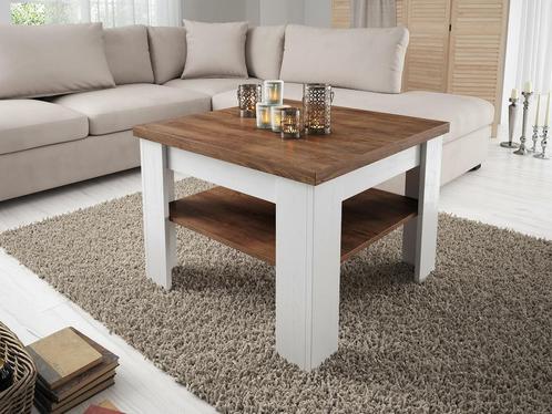 Salontafel Parello - Wit - Eiken 70x70 cm, Huis en Inrichting, Tafels | Salontafels, 50 tot 100 cm, Nieuw, 50 tot 75 cm, 50 tot 100 cm