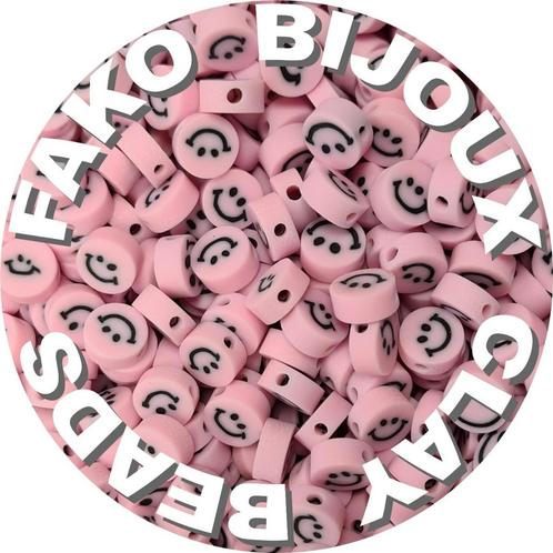 Fako Bijoux® - Klei Kralen Smiley / Emoji Roze -, Hobby en Vrije tijd, Kralen en Sieraden maken, Verzenden