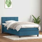 vidaXL Boxspring met matras fluweel donkerblauw 100x220 cm, Huis en Inrichting, Slaapkamer | Bedden, Verzenden, Nieuw, Blauw, Stof