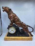 Klok - Japy Freres - Art Deco Marmer, Messing, Zinklegering, Antiek en Kunst, Antiek | Klokken