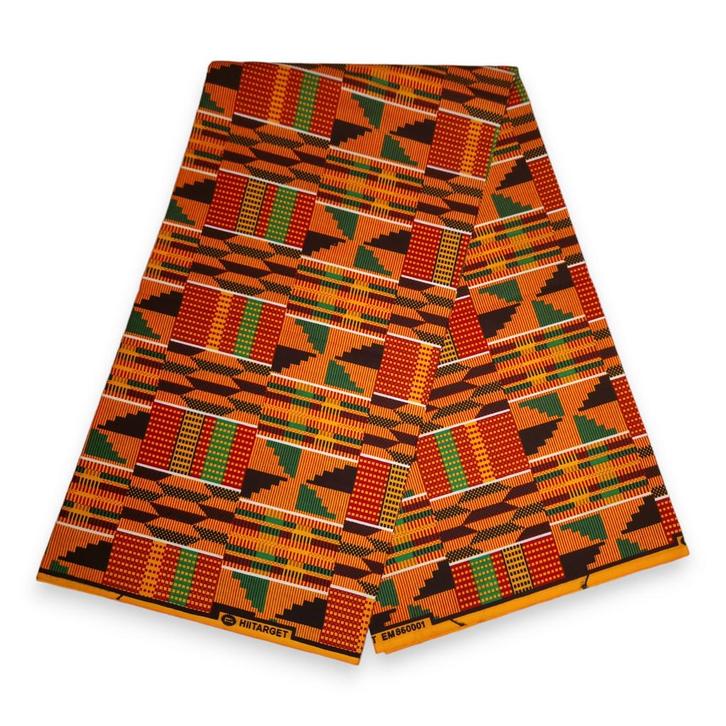Afrikaanse Kente stof / kente print stof KT-3092 - 100% kato, Hobby en Vrije tijd, Stoffen en Lappen, Nieuw, Ophalen of Verzenden
