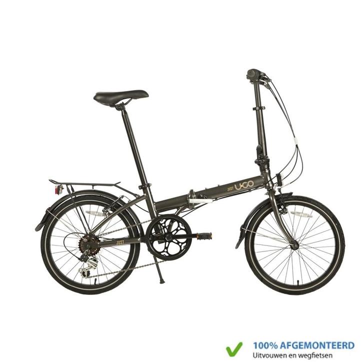 UGo Just U•GO Vouwfiets D6 Iron grey, Fietsen en Brommers, Fietsen | Vouwfietsen, Nieuw