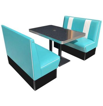 Hollywood Diner Retro Diner Set - Turquoise/Wit LAATSTE SET beschikbaar voor biedingen