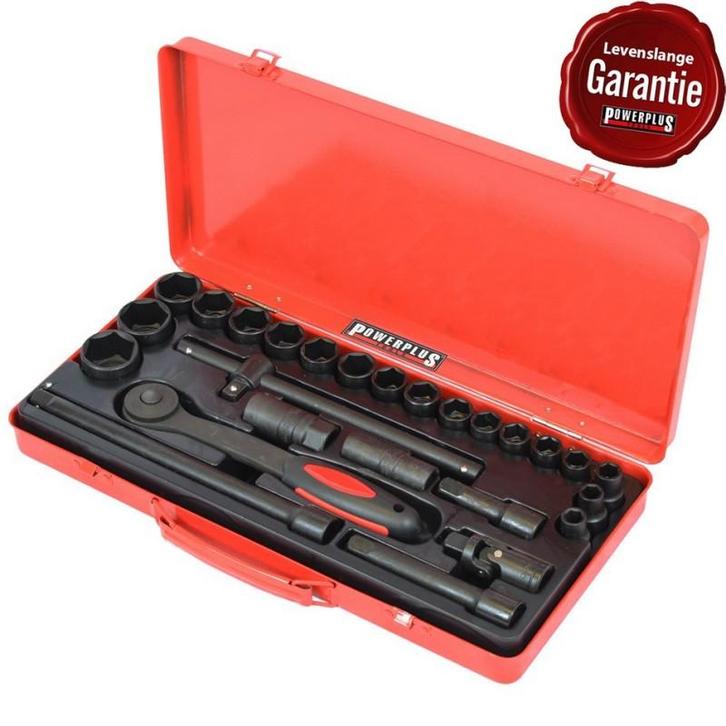 Metrische doppenset 1/2 inch  met ratel – 26 delig - zwart, Doe-het-zelf en Verbouw, Gereedschapskisten, Ophalen of Verzenden