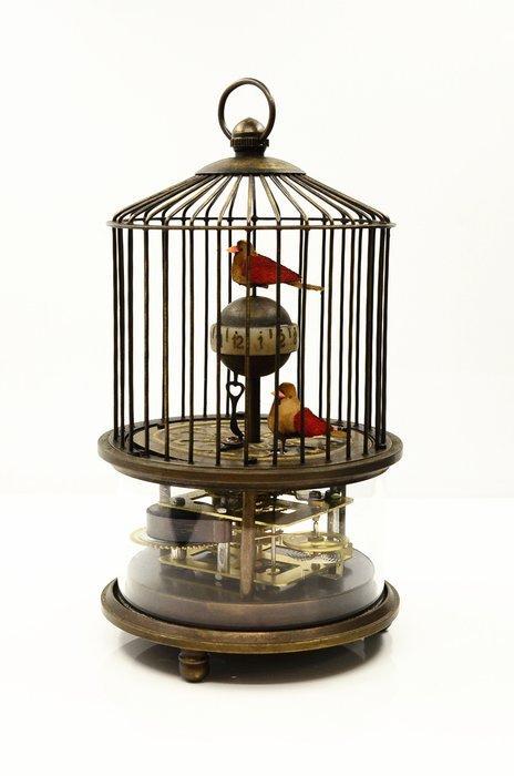 Tafelklok - Messing - Vogelkooi mechanische klok - 20e eeuw, Antiek en Kunst, Antiek | Klokken