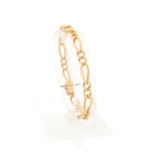 Gouden fantasie/figaro schakel armband | 18 cm (unisex), Sieraden, Tassen en Uiterlijk, Armbanden, Overige kleuren, Gebruikt, Goud