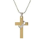 Fako Bijoux® - Ketting - Kruis Met Ring - Goudkleurig, Verzenden, Nieuw