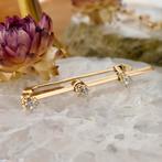Roségouden smalle broche met diamant | 0,45 ct., Sieraden, Tassen en Uiterlijk, Broches, Gebruikt, Overige kleuren, Ophalen of Verzenden