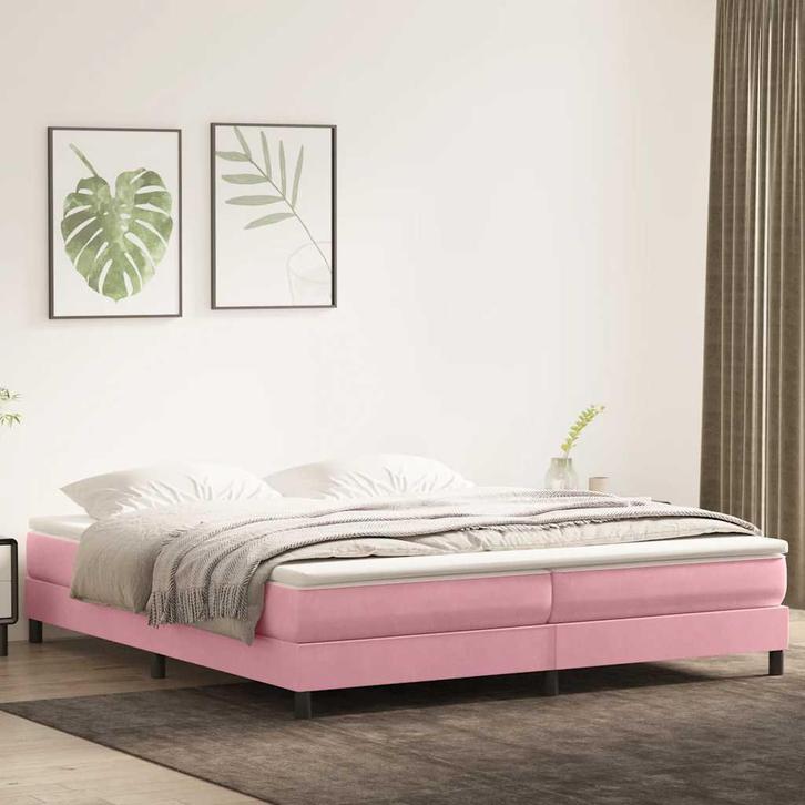 vidaXL Boxspring zonder matras fluweel roze 200x210 cm, Huis en Inrichting, Slaapkamer | Bedden, Nieuw, Stof, Verzenden