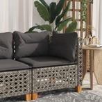 vidaXL Tuinhoekbank met kussens poly rattan grijs, Verzenden, Nieuw, Rotan