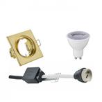 LED Spot Set Dimbaar GU10 Rond 6W 3000K Mat Goud, Huis en Inrichting, Metaal of Aluminium, Nieuw, Ophalen of Verzenden, Led