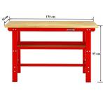 Werkbank rood 150 cm met hardhouten blad, Doe-het-zelf en Verbouw, Werkbanken, Ophalen of Verzenden, Nieuw