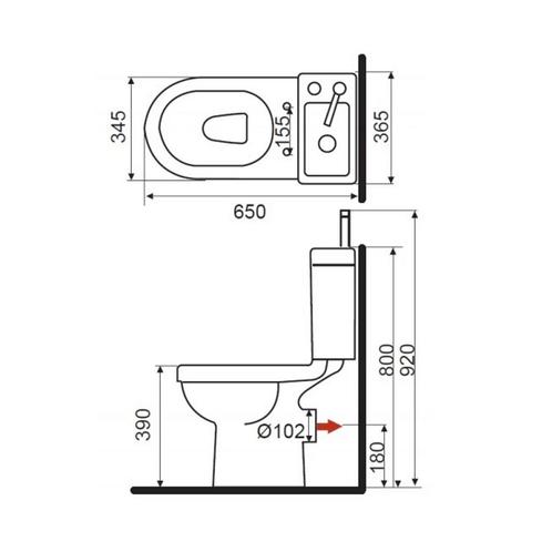 Toilet met Ingebouwde Fontein Keramiek Wit (incl kraan en, Doe-het-zelf en Verbouw, Sanitair, Ophalen of Verzenden