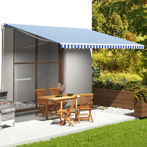 vidaXL Vervangingsdoek voor luifel 5x3,5 m blauw en wit, Tuin en Terras, Zonneschermen, Nieuw, Verzenden